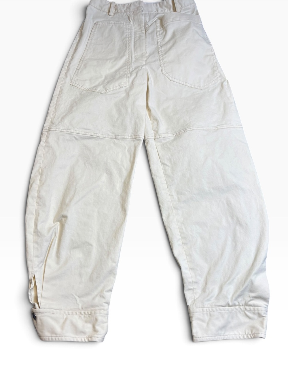 Tibi Off White Sculpted Barrel Leg Utility Trousers Pants Sz 2 Ivory GUC